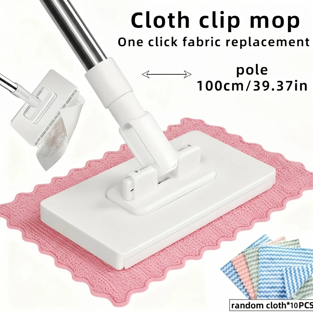 11 Piece Automatic Mop System,No Manual Operation Required,One Click Cloth Replacement Function, Including 10 Replacement Cloths Oasis Select WHITE