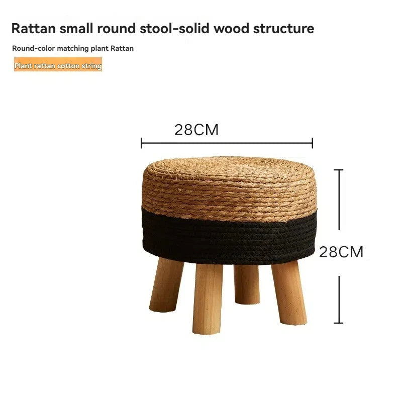Grass woven stool, rural low stool, rattan woven shoe changing stool, thickened woven seat cushion stool Oasis Select Circular Type C