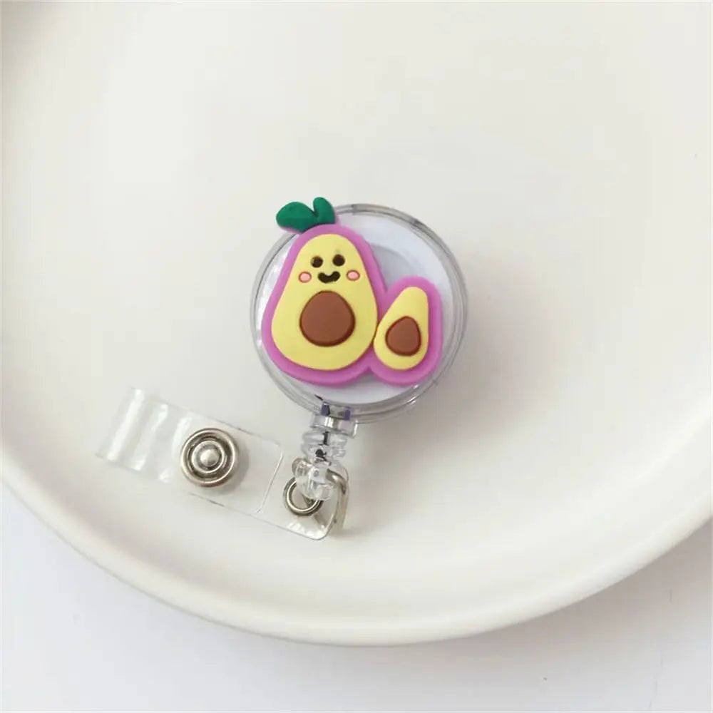 New Cute Silicone Fruits Avocado Retractable Pull Badge Reel ID Lanyard Name Tag Card Badge Holder Reels Oasis Select 4