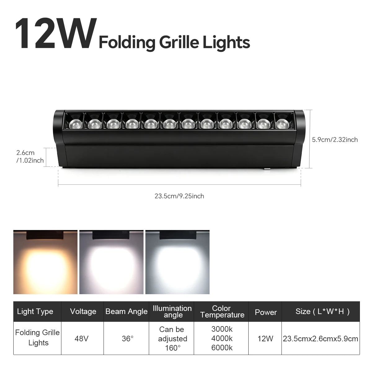 LED Magnetic Track Light Rail Spotlight Lamp Dimmable Ultra Thin Indoor Surface Mounted Lighting Wall Celing Light Rail-8mm Oasis Select 12W Fold-Grille Lamp