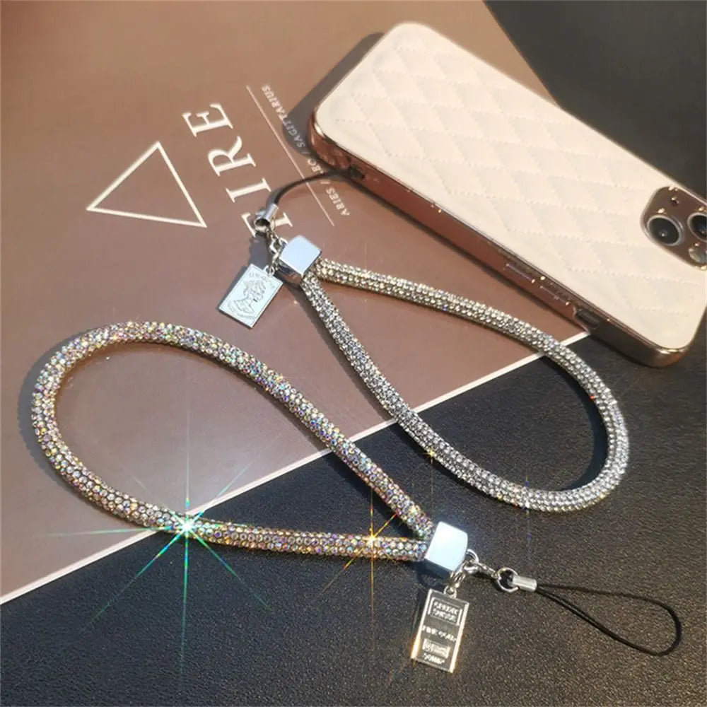 Rhinestone Lanyard Mobile Phone Lanyard Women's Luxury Full Diamond Pendant Long Neck Strap Anti-lost Sling Short Wrist Chain Oasis Select