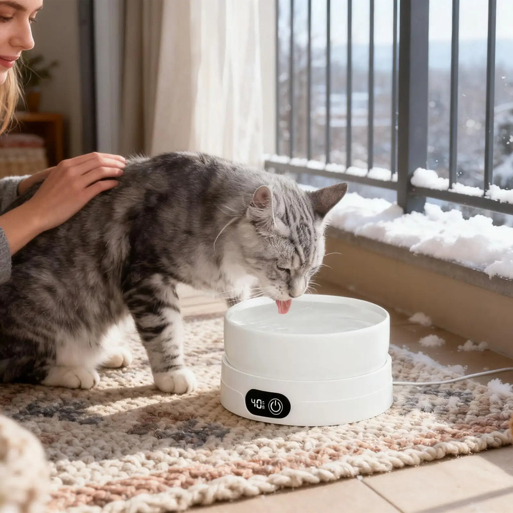 Heated Water Bowl for Dogs 4 Temperature Settings Pet Drinking Plate Thermal Dog Water Bowl for Chickens Ducks Animals Puppy Oasis Select