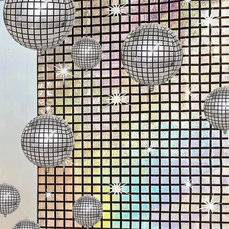 Retro Holographic Table Cover 70s Themed Party Decor Disposable Glitter Tablecloth Disco Ball Design for Bar Events Celebrations Oasis Select