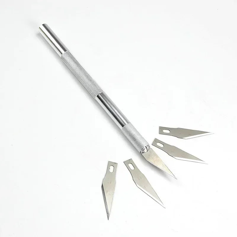 Non-Slip Metal Scalpel Knife Tools Kit Cutter Engraving Craft knives +5pcs Blades #11 for Mobile Phone PCB DIY Repair Hand Tools Oasis Select