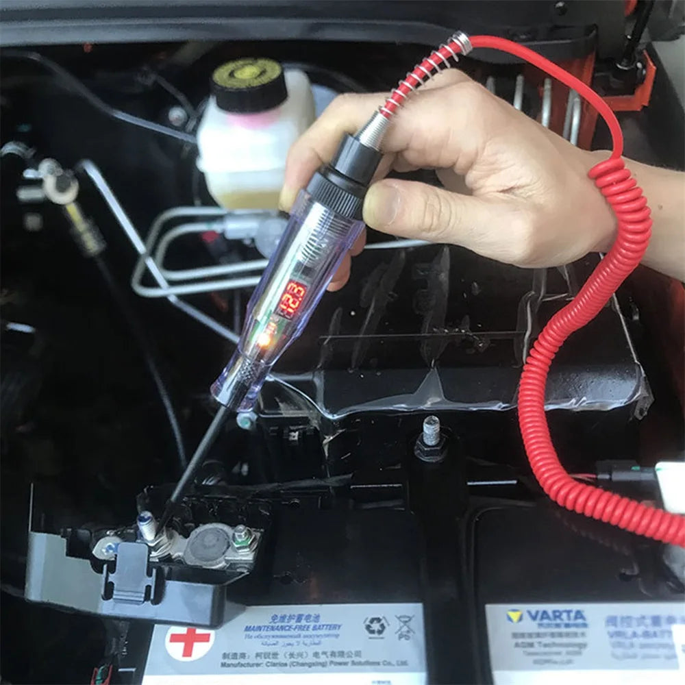 6V 12V 24V DC Car Truck Voltage Circuit Tester Car Volt Meter Long Probe Pen Light Bulb Automobile Maintenance Repair Tools Oasis Select