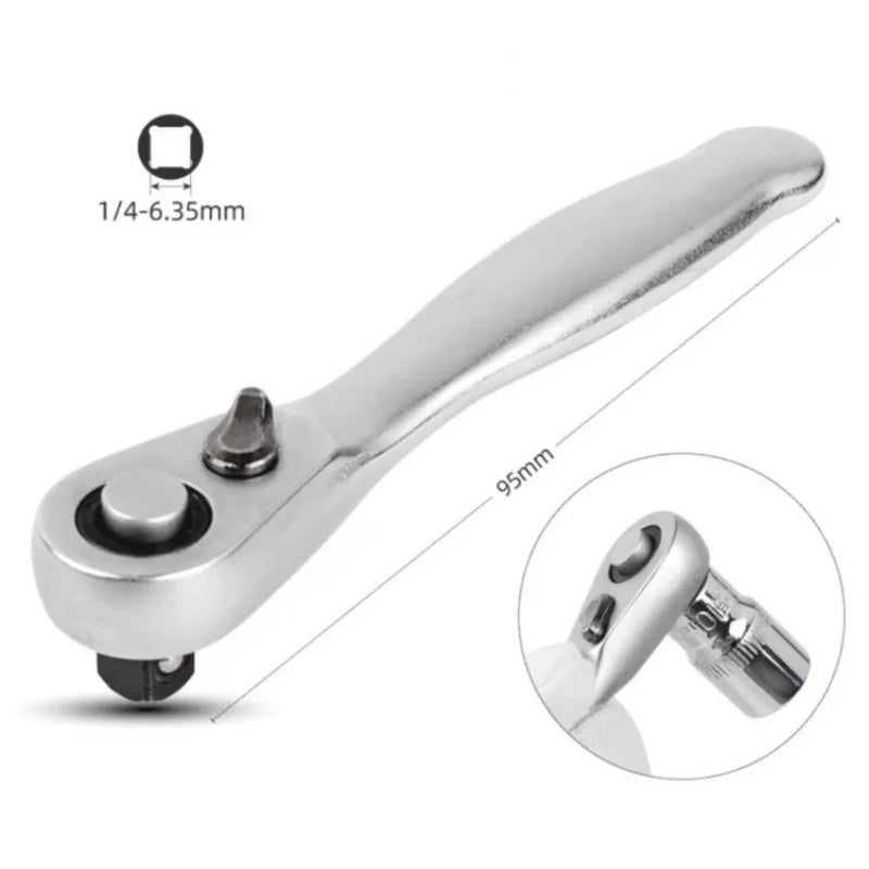 1Pcs Mini Double Headed Ratchet Wrench 1/4 Inch Drive Socket Screwdriver Bit Driver Quick Release Ratchet Wrench Hand Tools Oasis Select Single-head