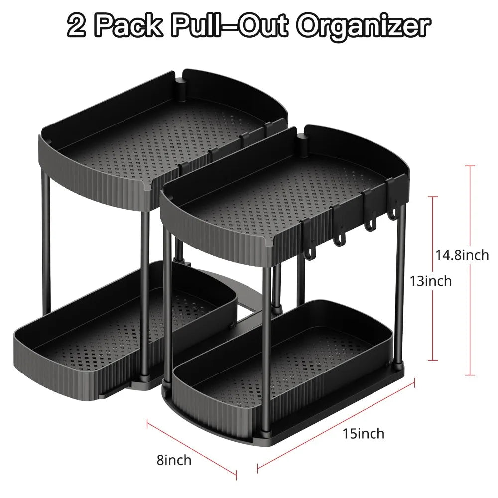2-Tier Pull-Out Under Sink Organizer | Bathroom Kitchen Rack