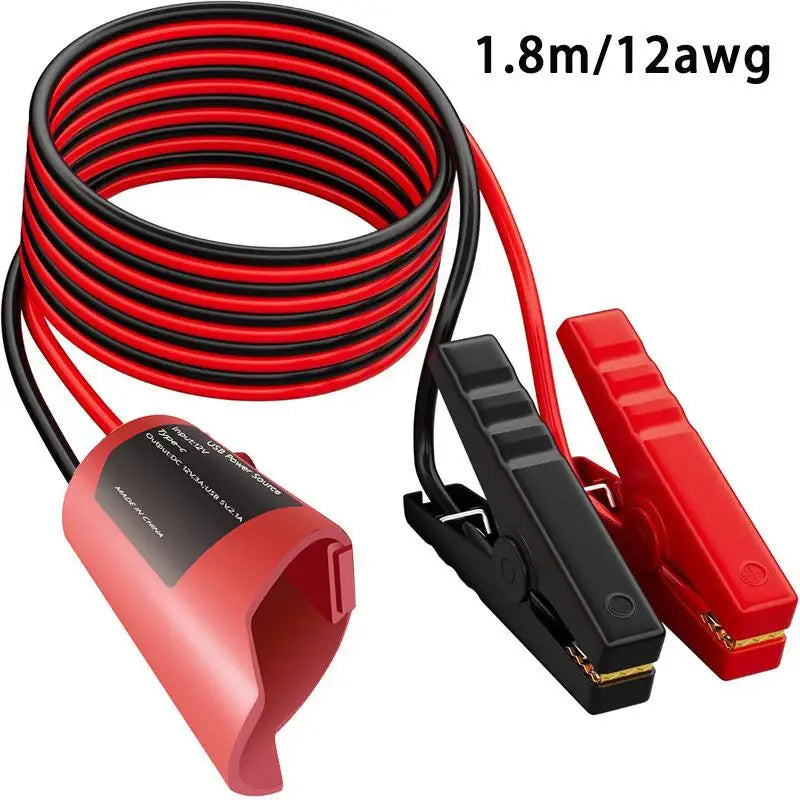 For Milwaukee M12 Portable Jump Start Cable Car Auxiliary Starter 12awg/1.8m Power Cord With Alligator Clips Emergency Tool Kit Oasis Select