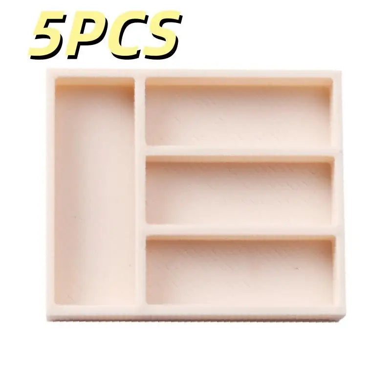 Miniature 1/12 Dollhouse Tableware Organizer, 5pcs Storage Tray for Table Drawers and Dressing Desk, Jewelry Stationery Case. Oasis Select A3