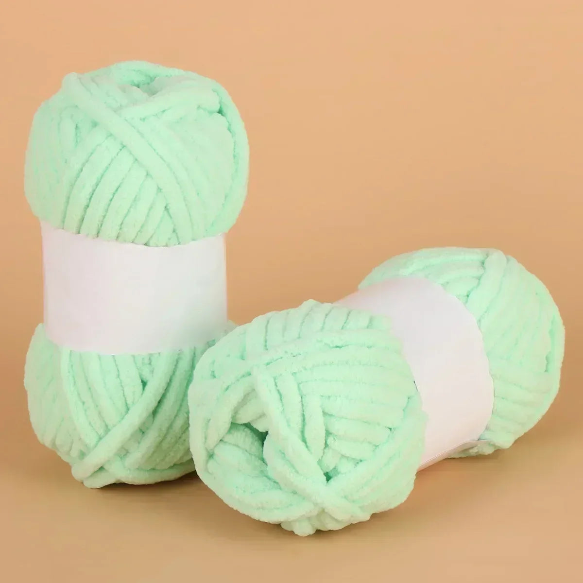 DIY Handmade Chenille Wool Yarn Balls Soft Fluffy Knitting Materials Set with Needles for Scarf Hat Sweater Craft Project Oasis Select 04 Water Green