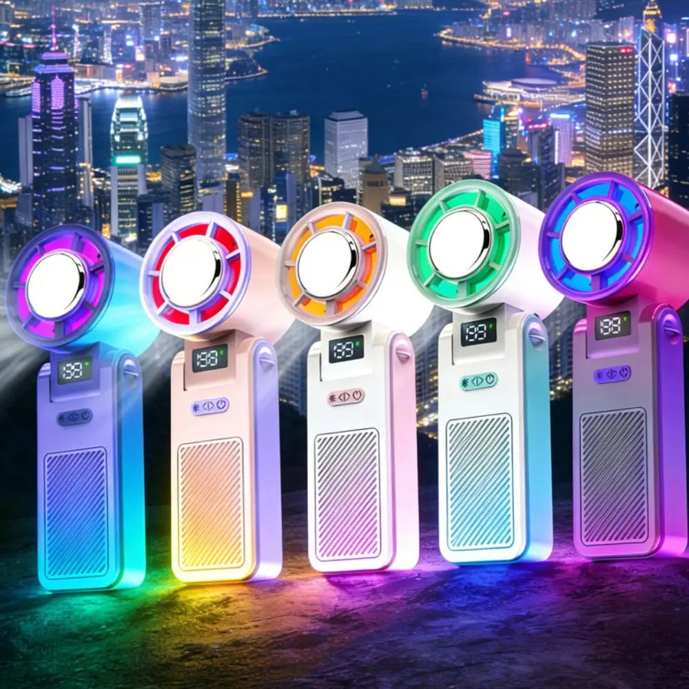 Ice Compress Cool Refrigeration Electric Fan Colorful Lighting 199 Gears Personal Cooling Fan High Wind Speed Quiet Operation Oasis Select