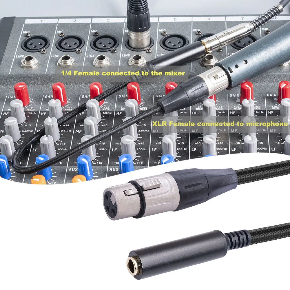 High Grade XLR to 1/4 Inch Female Cable Professional Audio Adapter 3 Pin XLR Female to 1/4 TRS Female Converter Oasis Select