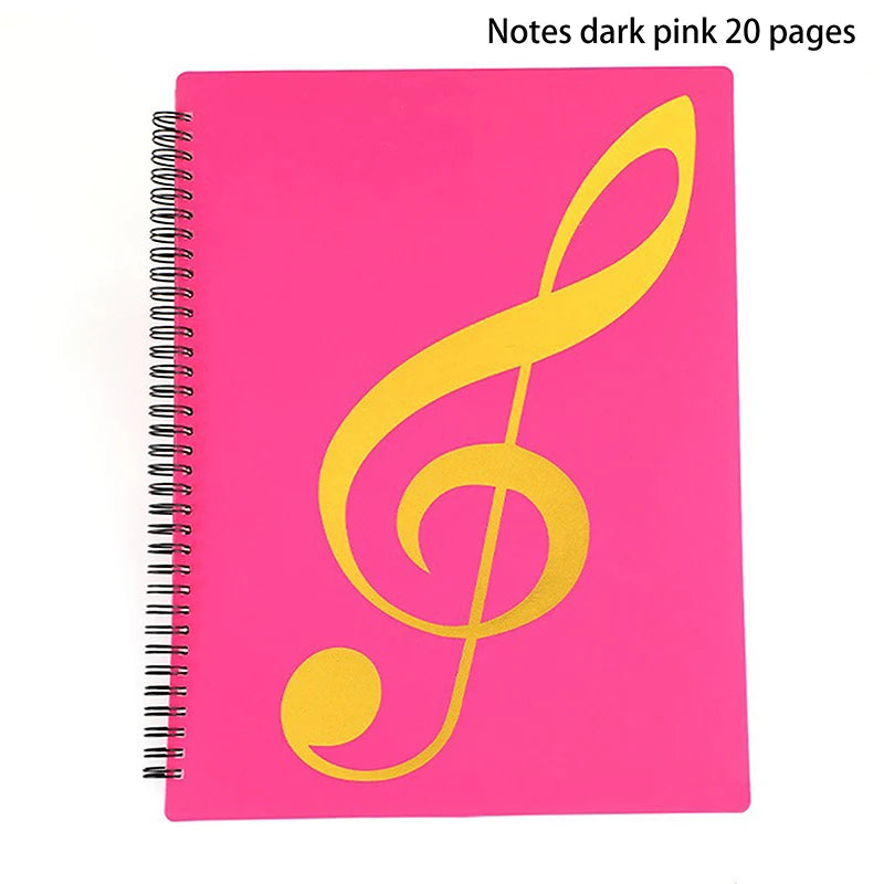 New Flexible 20 Pages Piano Music Score Folder A4 Music Book Clip Sheet Note Folder Piano Paper Sheets Music Binder For Practice Oasis Select 33cm pink