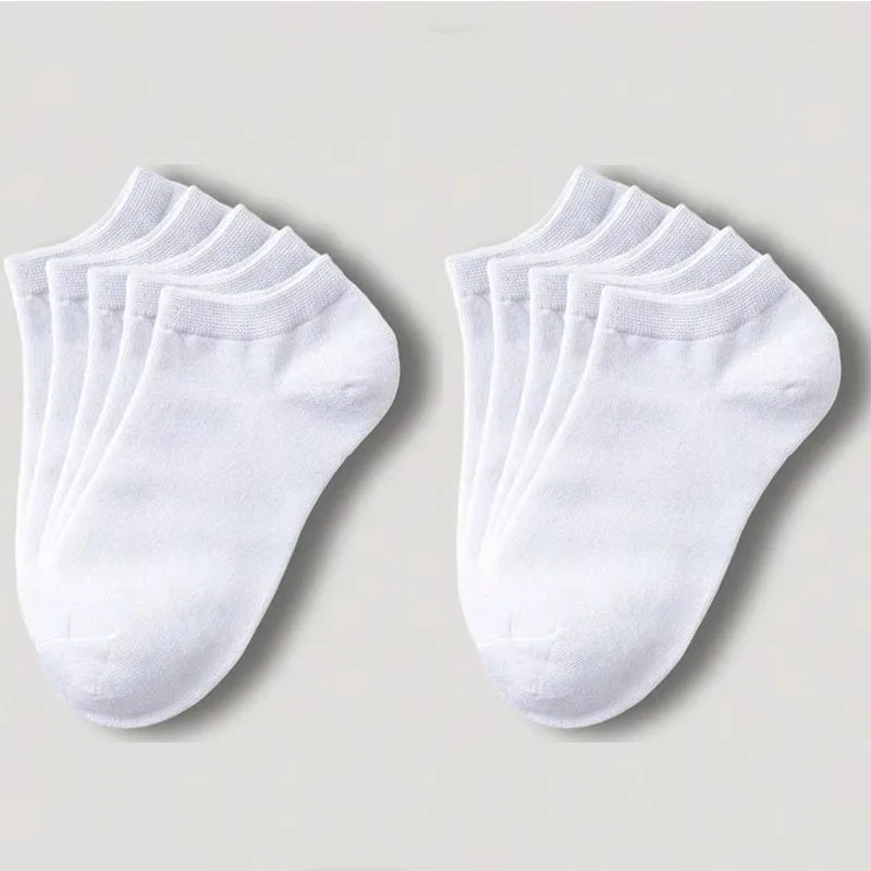 1-20pairs Wholesale Unisex Socks, Breathable Sports Socks, Solid Color Boat Socks, Comfortable Cotton Ankle Socks, White Oasis Select 10pairs white