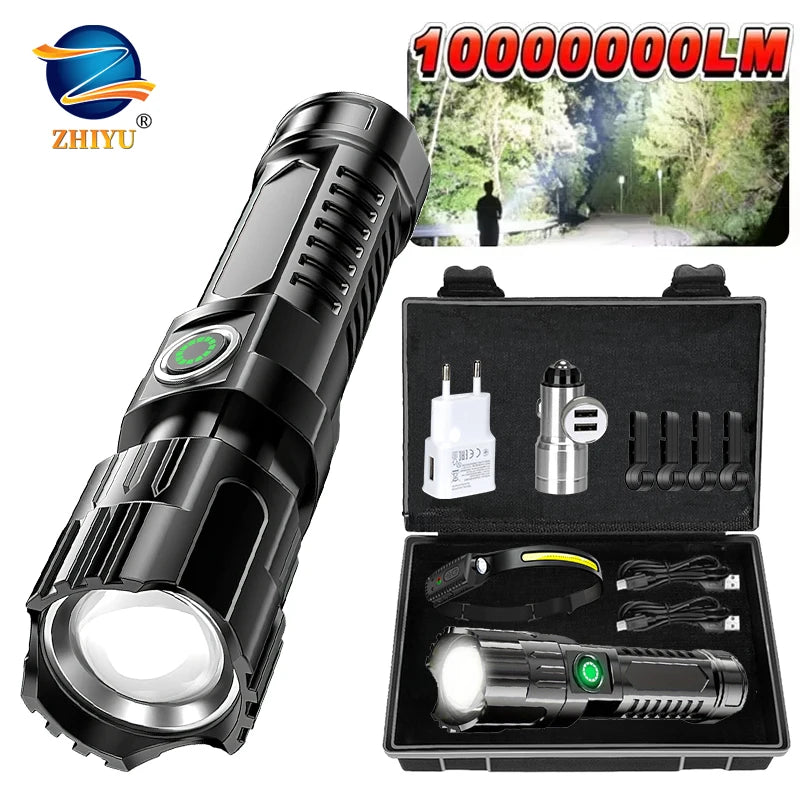 Rechargeable Zoomable LED Flashlight – Waterproof Tactical Torch
