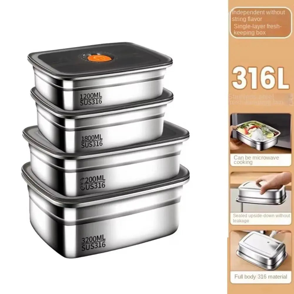 316 Stainless Steel Leak-Proof Bento Lunch Box | 500–3000ml