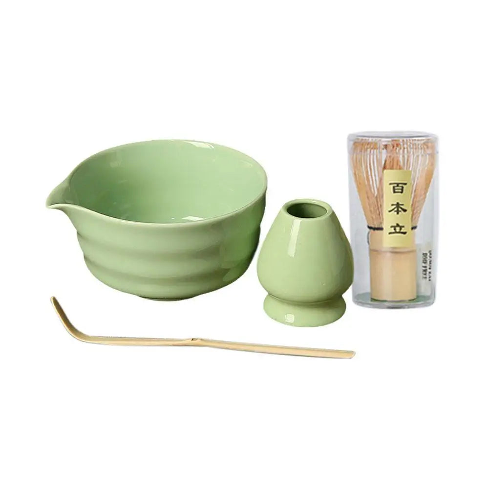 Japanese Ceramic Matcha Gift Set – Bowl, Whisk & Grinder 4pc