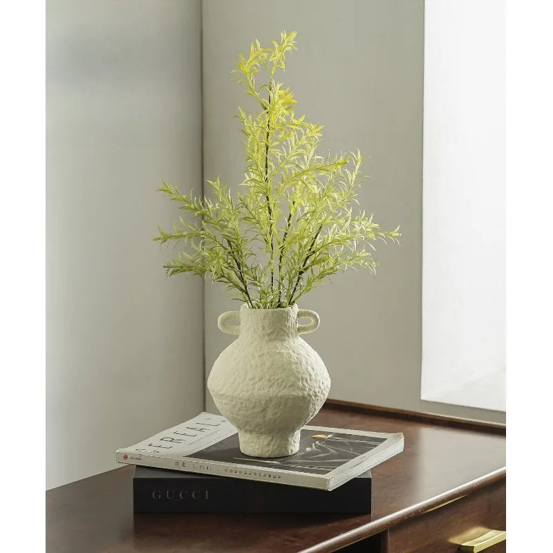 Ins-style Retro Ceramic Vase, Artistic Flower Vase, Living Room Flower Arrangement, Double-ear Pendant, Simple and Elegant Vase Oasis Select