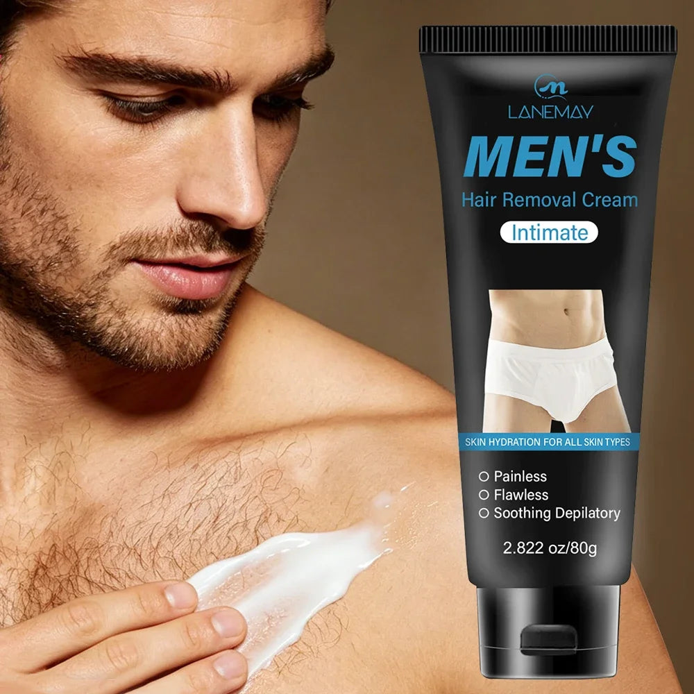 Men's Mild Hair Removal Cream, Gentle Care Formula, Fast Removal, Clean Smooth Refreshing Hydrating Body Depilatory Cream Oasis Select
