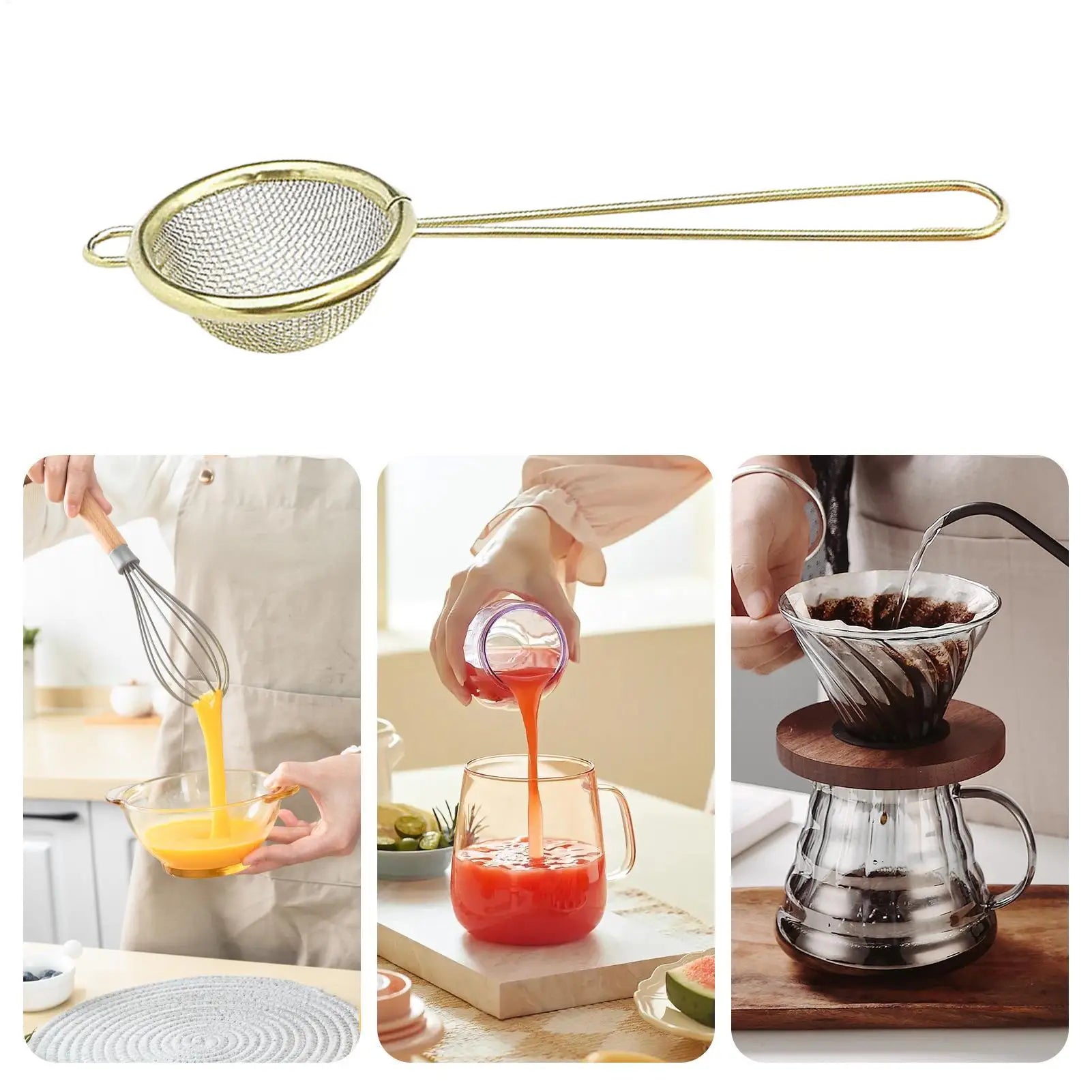 1PC Fine Mesh Strainer Stainless Steel Matcha Sifter Very Fine Mesh Rust-Proof Tea Strainer Small Food Sifters For Kitchen Oasis Select