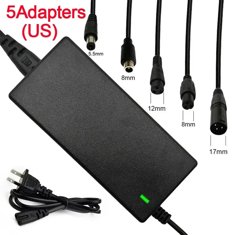 42V 2A Lithium Battery Charger 42V 2A DC Power Charger AC110-240V Replaceable 5 Plugs Power Adapter EU US Plug Battery Charger Oasis Select US Plug