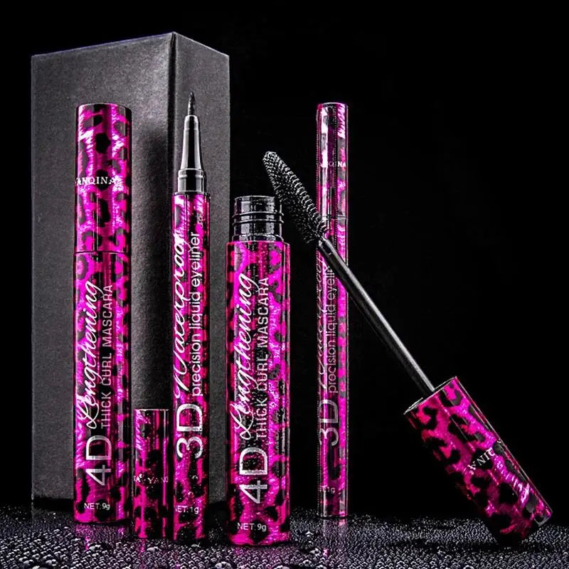 QIC 4D Waterproof Mascara & Liquid Eyeliner Set | Volumizing