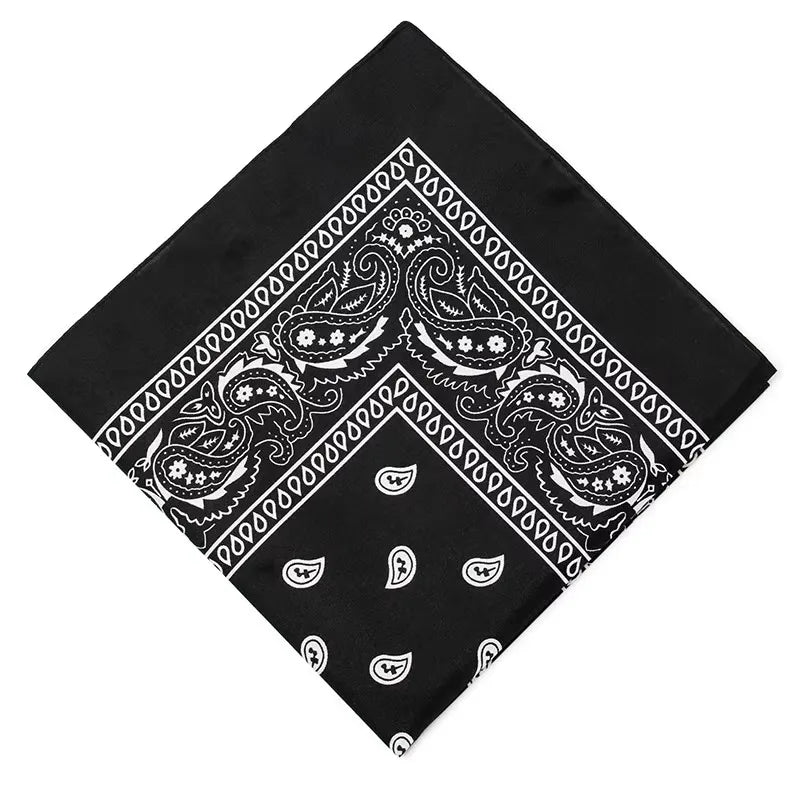 1/4/6Pcs Fashion Hip HopBlend Bandana Square Scarf Black Red Paisley Headband Printed For Women/Men/Boys/Girls Oasis Select Black 55X55 cm