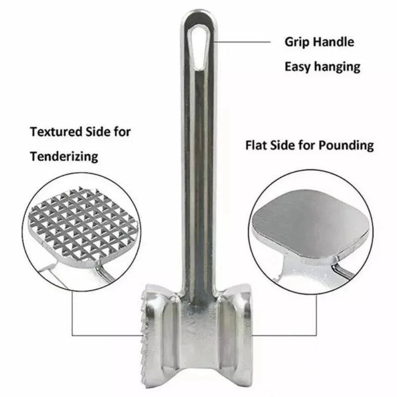 Household aluminum alloy double-sided meat hammer, steak hammer, loose beef tenderizer, kitchen accessory Oasis Select