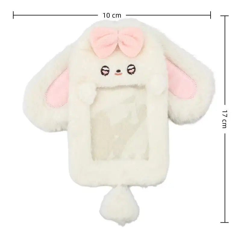 Cute Plush Rabbit Photocard Holder Soft Animal Design Anti-Scratch ID Card Case for Students School Daily Use 1Pcs Oasis Select