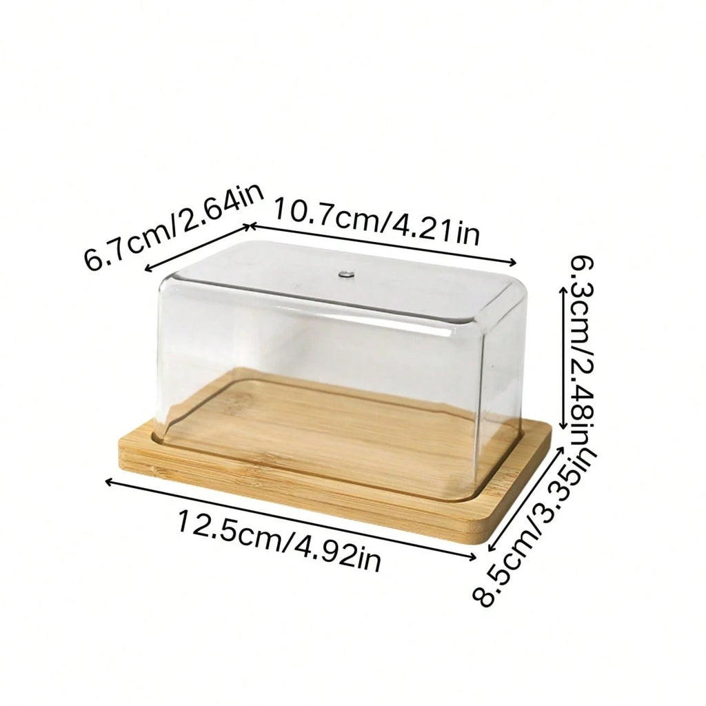 1PC Wooden Acrylic Transparent Visible Kitchen Fridge Butter Freshness Organiser Oasis Select Light Yellow