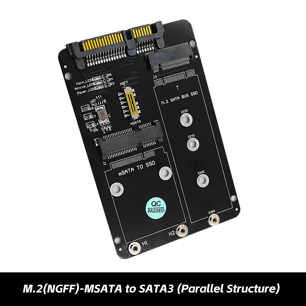 2-in-1 M.2 NGFF & mSATA to SATA3 SSD Adapter Board