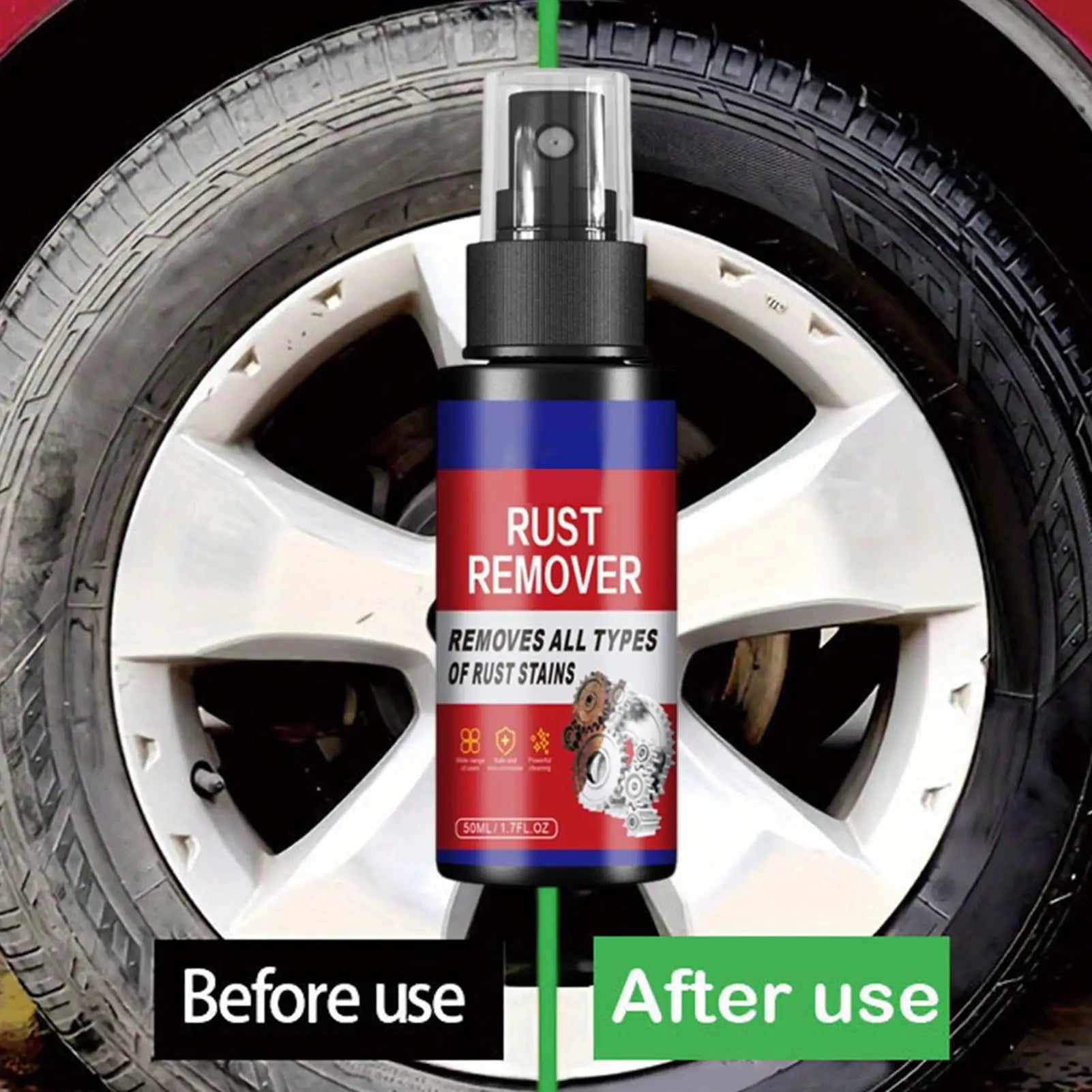 Rust Inhibitor Car wheel Rust Remover Derusting Spray Metal Car Detailing Spray Rust Dissolver Iron Stain Cleaner Polishing Care Oasis Select