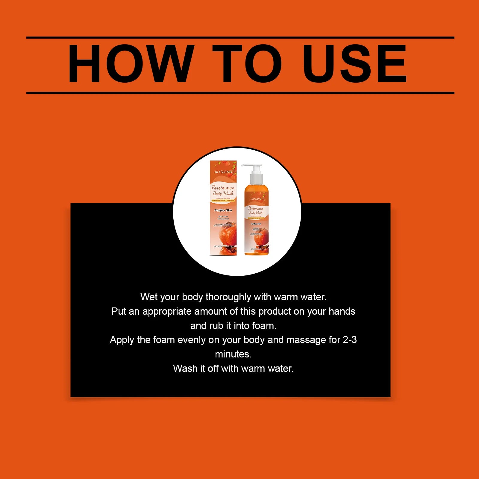 Exfoliating Persimmon Scented Shower Gel Cleanses the Body Removes Odors Dirt and Oil Leaves Skin Feeling Fresh and Smooth Oasis Select