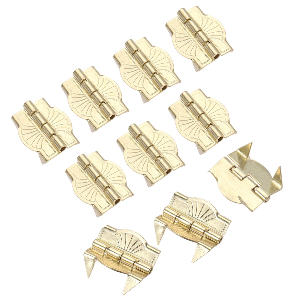 10Pcs Metal Hinges Gold Color Luggage Hinges With Legs Cabinet Hinges Decorative Hinges For Wooden Box Suitcase Hardware 22*19mm Oasis Select