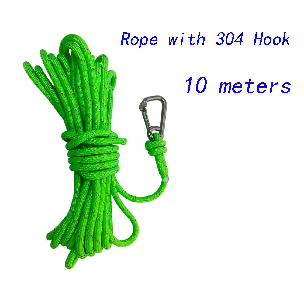 Water Rescue Rope Reflective Floating Line with 304 SS Hook Boat Kayak Pool Emergency High Visibility Lifeguard SafetyThrow Rope Oasis Select Green R Hook 10M