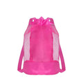 Extra-Large Sand-Resistant Drawstring Beach Backpack Kids Pool Toys Storage Bag For Shell Collecting Oasis Select Rose red