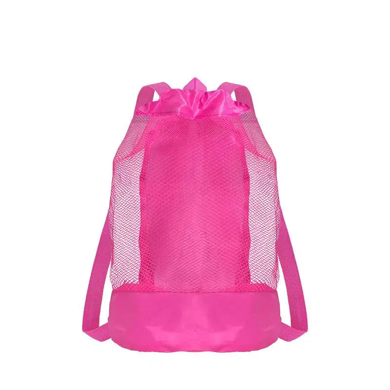 Extra-Large Sand-Resistant Drawstring Beach Backpack Kids Pool Toys Storage Bag For Shell Collecting Oasis Select Rose red