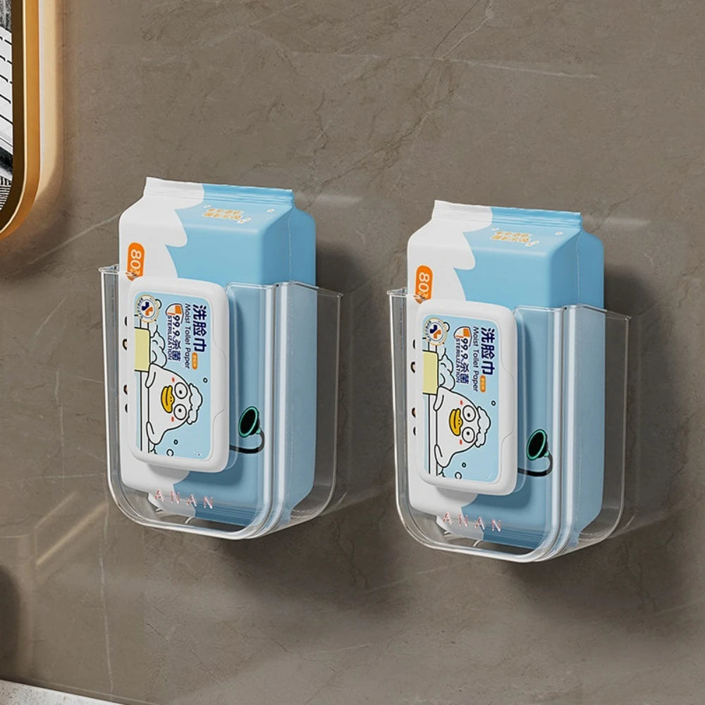 Wet Tissue Storage Box with Large Opening Strong Load-bearing Wet Wipe Dispenser Wall-Mounted Self-Adhesive Toilet Paper holder Oasis Select