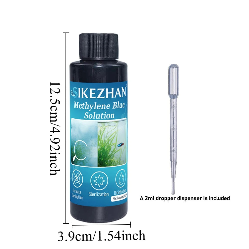 101ml Methylene Blue Aquarium Fish Treatment White Spot Ich Cure Fungal Disease Medicine For Koi Goldfish Betta Tank Care Liquid Oasis Select