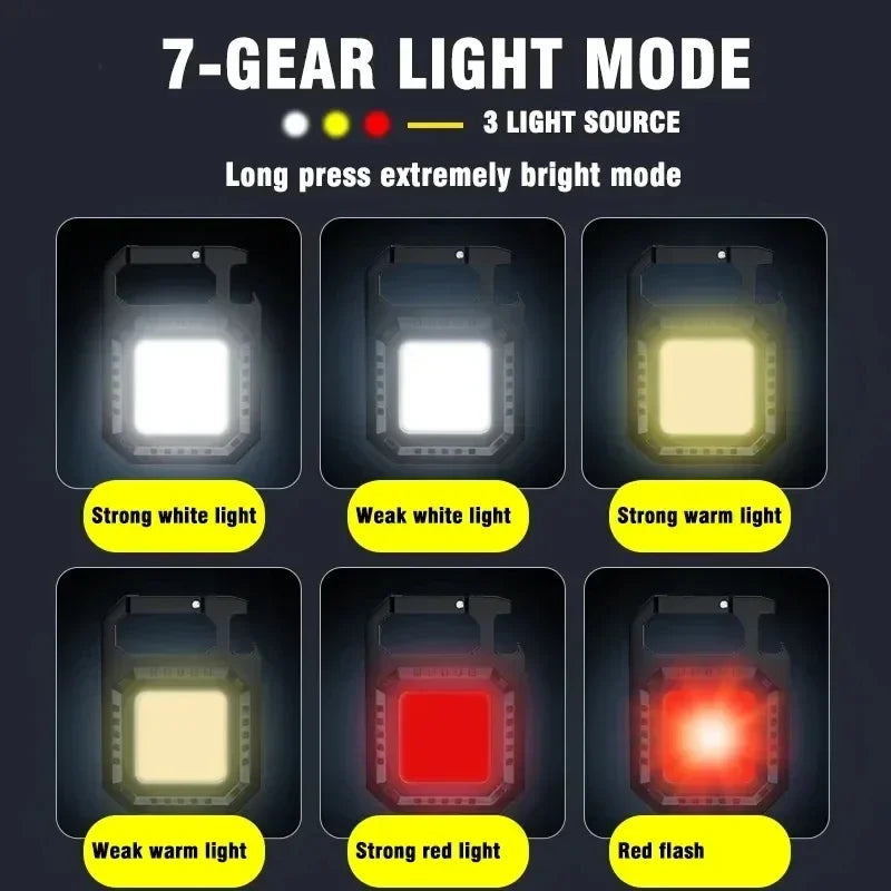 30PCS Mini LED Keychain Flashlight Multifunctional Portable Pocket COB Camping Light USB Charging Work Lights Fishing Lanterna Oasis Select