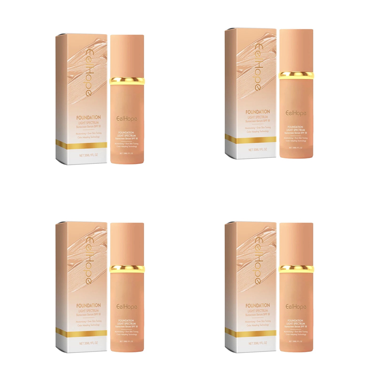Eelhope 4-in-1 Foundation SPF 50 Full Coverage Concealer Primer Liquid Foundation Oasis Select 120ml boxed