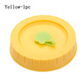 Cute Plastic Mason Jar Lids With Straw Hole Leak-Proof Jar Caps Food Storage Canning Lids Kitchen & Dining Supplies Oasis Select Yellow-1pc