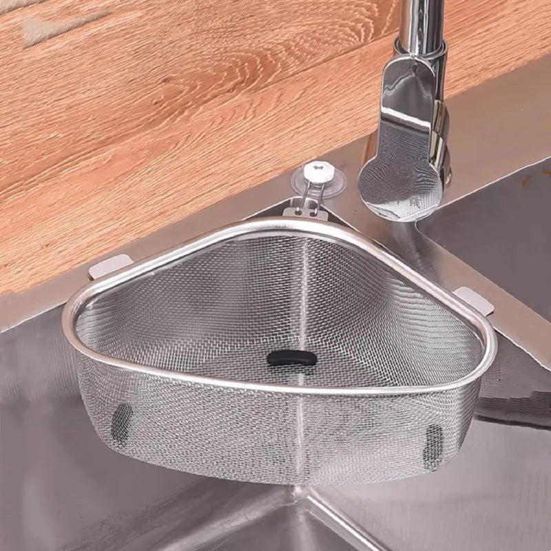 Kitchen Sink Drain Basket Stainless Steel Triangle Food Vegetables Peel Egg Filter Storage Organizer Kitchen Shelf Rack Drainier Oasis Select