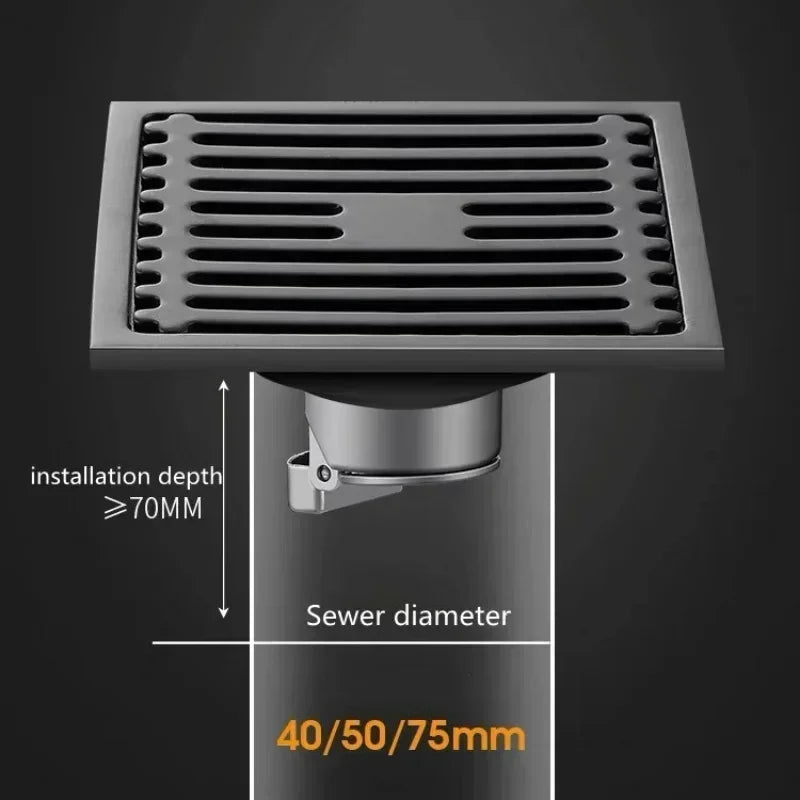 10CM Square Floor Drain Anti-odor, Stainless Steel Floor Drain with Removable Cover, Shower Floor Drain for Bathroom Laundry Oasis Select