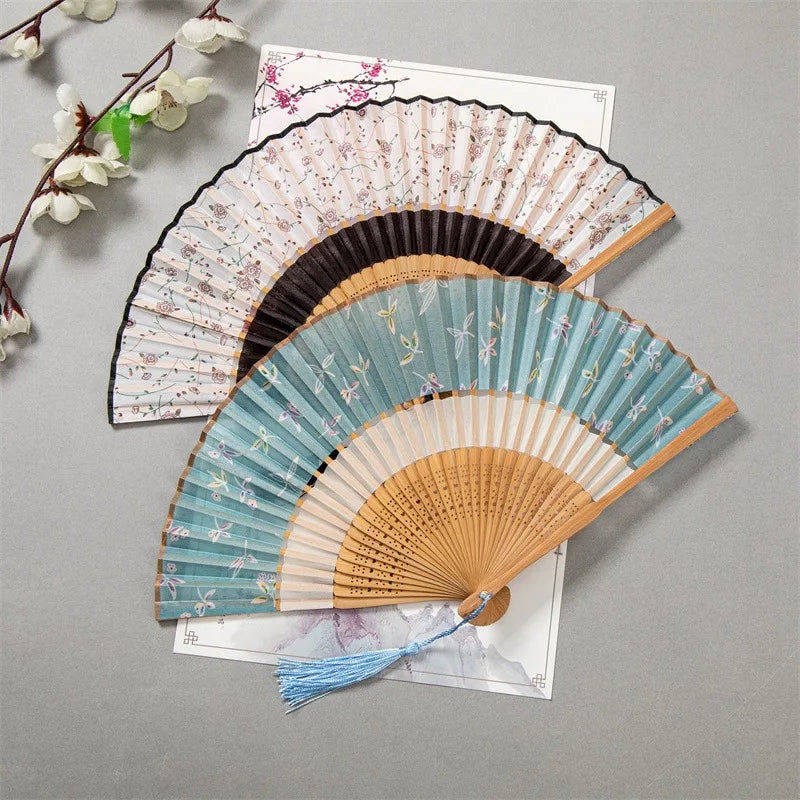 Japanese Style Kimono Folding Fan Small Lady Portable Summer Daily Fan Dance Decoration Fans Chinese Hanfu Cheongsam Photo Props Oasis Select