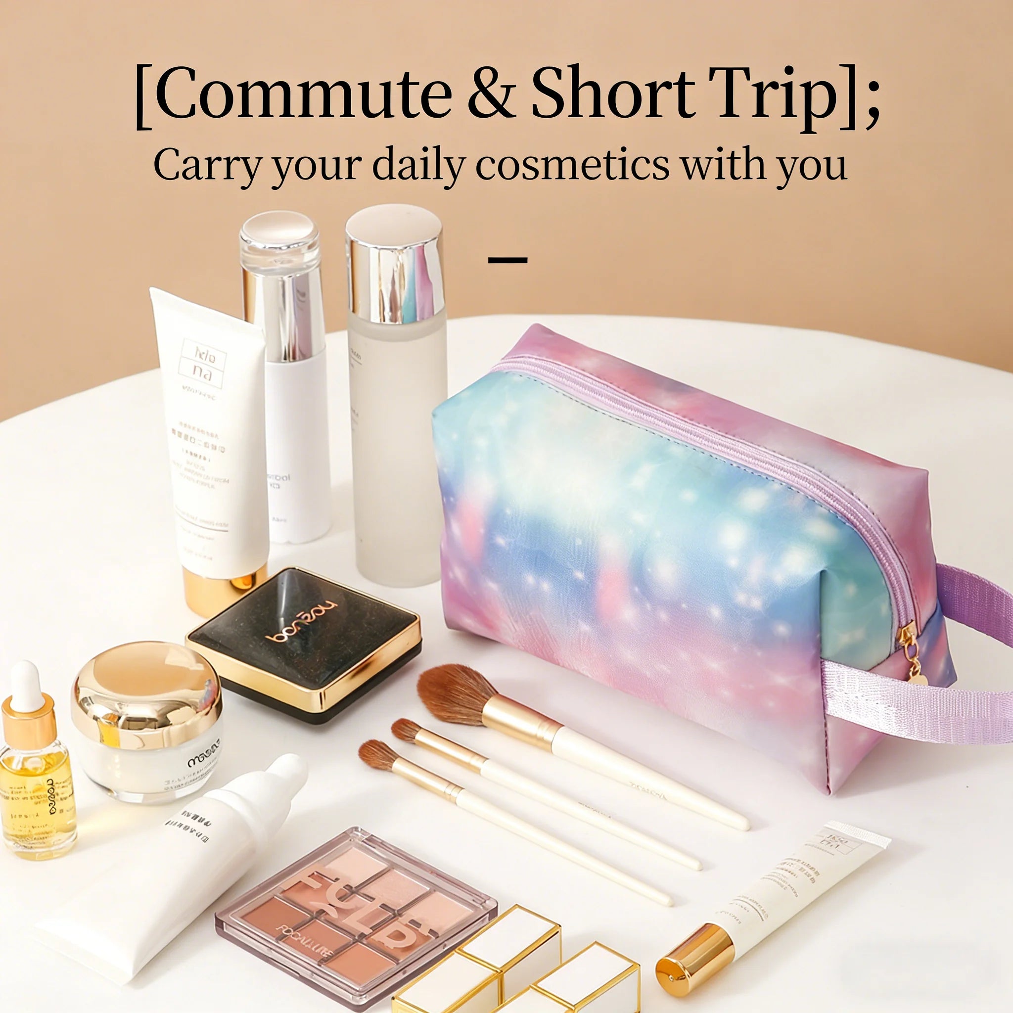 Gradient Cosmetic Bag with/without Handle, Waterproof Makeup Pouch, Portable Travel Toiletry Organizer for Women ﻿ Oasis Select