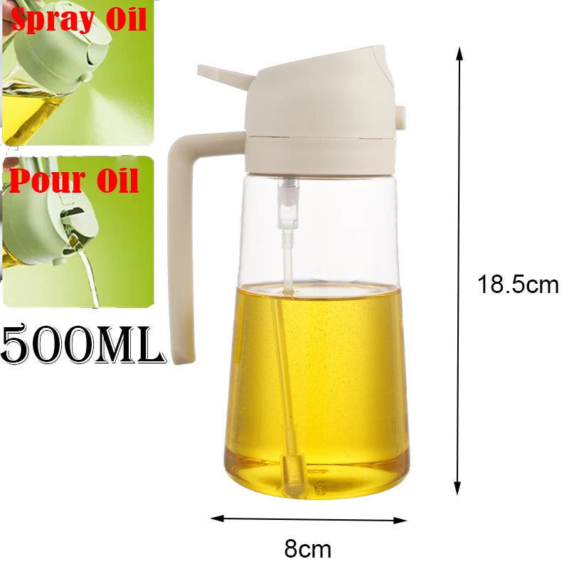Kitchen Sprayer Spray Oil Dispenser 2in1 Oil Dispenser Oil Sprayer Comfortable Handle Barbecue Air Frying Pan Oven Steak Frying Oasis Select 2use white 500ml