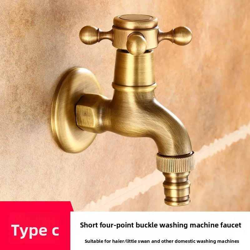 Vintage Solid Brass Single Handle Faucet for Washing Machine Wall Mounted Water Tap Oasis Select F
