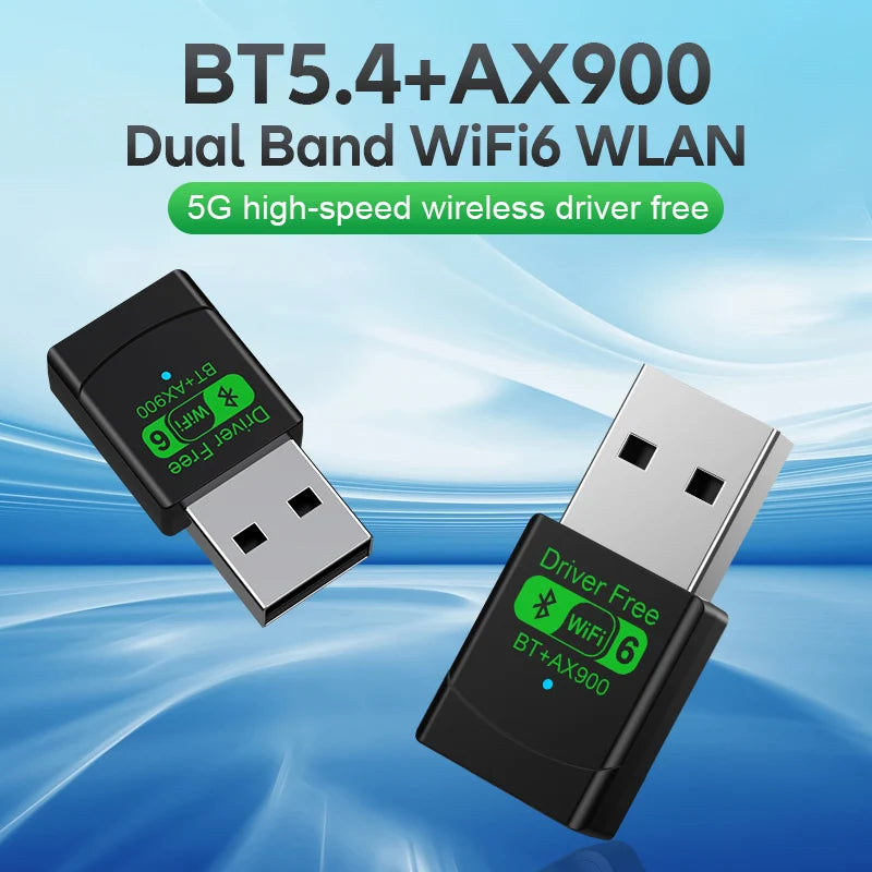 WIFI6 AX900 USB WiFi Bluetooth 5.4 Wireless Adapter Dual Band 2.4G+5GHz 900Mbps Network Card Receiver Dongle For Win10/11 Oasis Select
