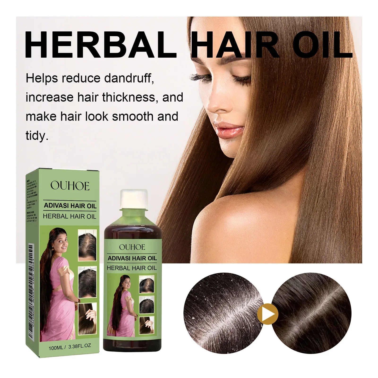 100ml Hair Growth Oil India Adivasi Herbal Hair Care Rosemary Repair Damaged Hydrate Moisturize Scalp Reduce Dandruff Oasis Select